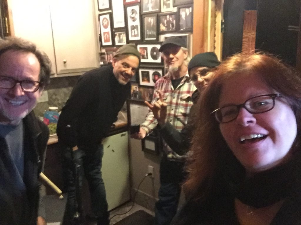 Gary, Mark, James, Frank and Suzie on the first day in the studio